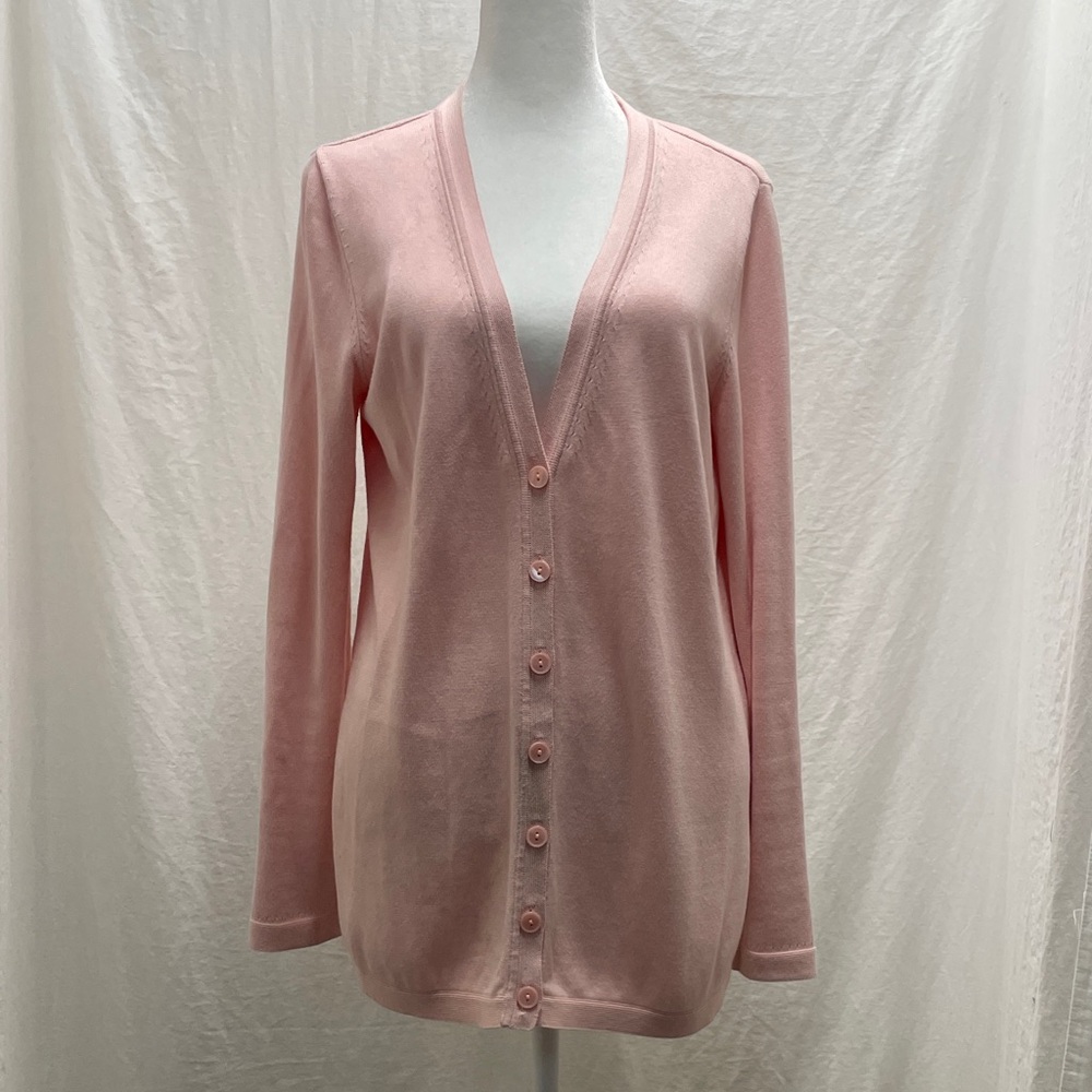 Talbots Light Pink V-Neck Button Cardigan
